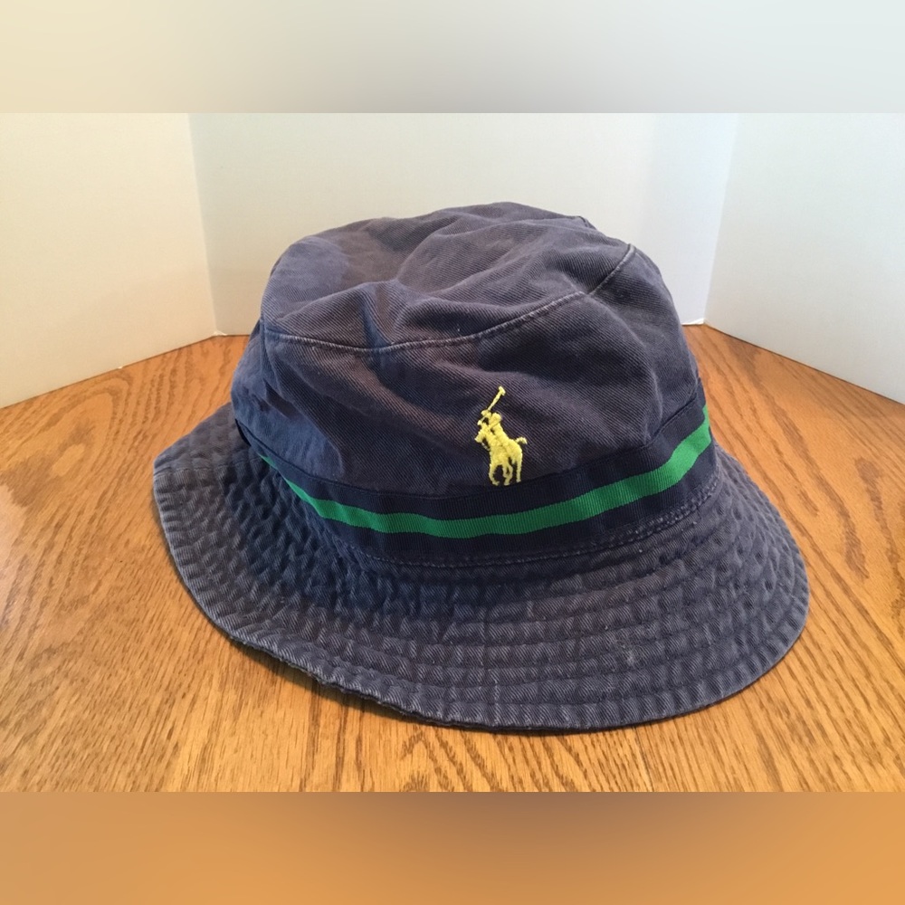 Vintage Ralph Lauren Reversible Bucket Hat Navy, green plaid S/M